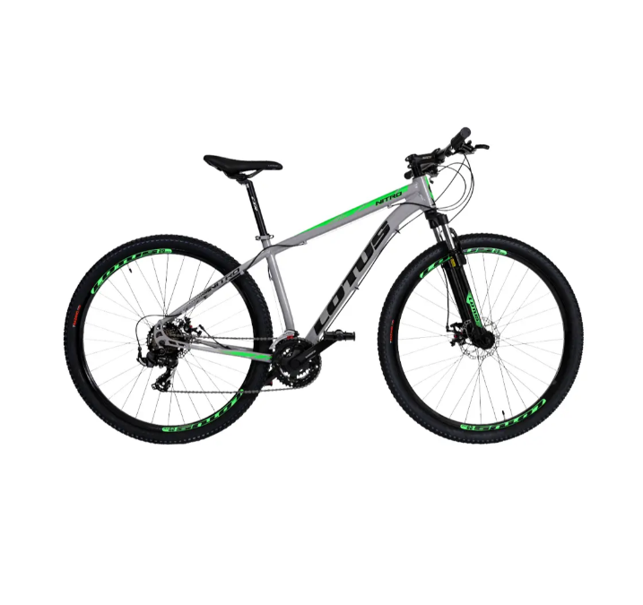 Bicicleta Aro 29 Cairu Lotus Nitro 21 Marchas Freio a Disco Quadro 17.5 MTB - Cinza/Verde